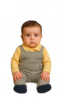 Macacão Infantil Bebe Conforto Clássico Cinza & Mel