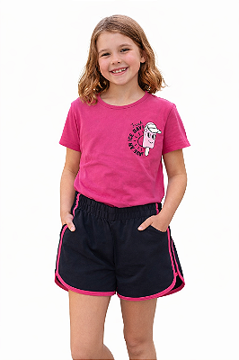 Conjunto Infantil Feminino Kyly Camiseta Estampada + Shorts