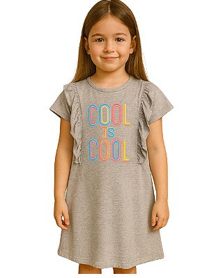 Vestido Infantil Cinza Cool Is Cool
