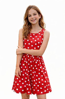 Vestido Juvenil Malwee Poá Classic Red