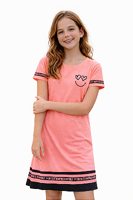 Vestido Juvenil Kyly Smile Love Coral