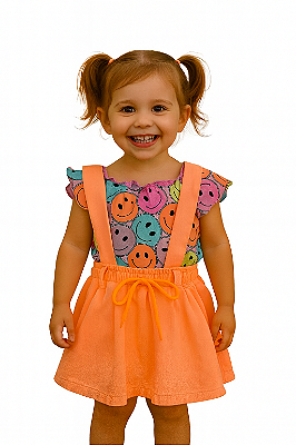 Conjunto Infantil Salopete Neon Sorrisos de Verão
