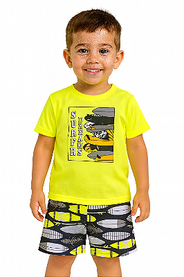 Conjunto Infantil Masculino Camiseta Neon Surf