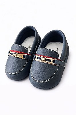 Mocassim Infantil Azul Marinho com Detalhe Metalizado