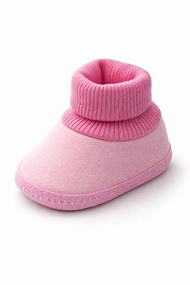 Botinha Infantil Rosa com Cano Canelado