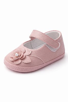 Sapatilha Infantil Rosa com Flor e Pérola