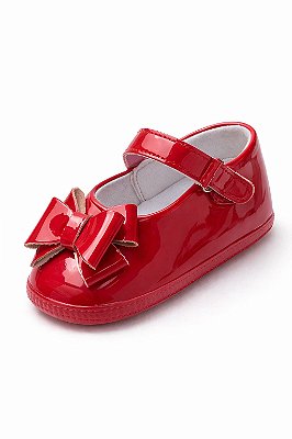 Sapatilha Infantil Vermelha Verniz com Laço