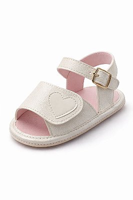 Sandália Infantil Branca com Coração