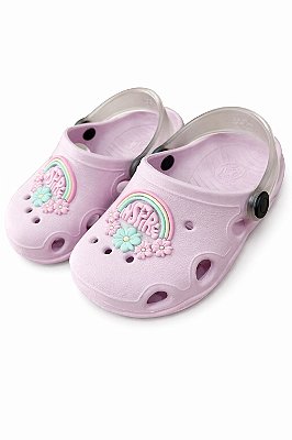 Babuche Infantil Lilás com Arco-Íris
