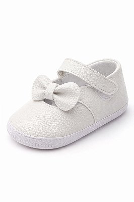 Sapatilha Infantil Branca com Laço e Velcro