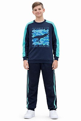 Conjunto Masculino Malwee Esportivo Marinho e Verde Água