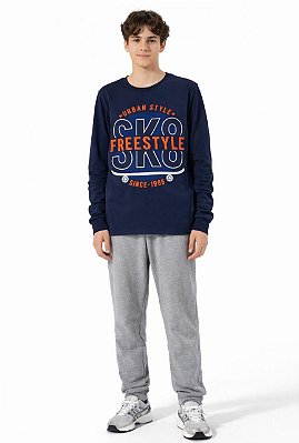 Conjunto Meia Estação Anale SK8 Freestyle Marinho e Mescla