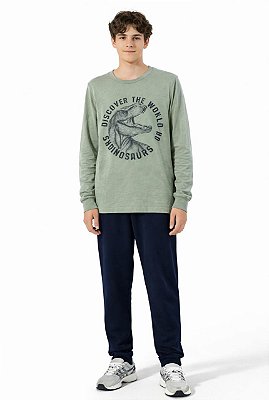 Conjunto Malwee Meia Estação Dinosaurs Discover Verde e Marinho