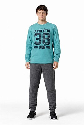 Conjunto Malwee Meia Estação Athletic 38 Run Verde Água e Mescla Escuro