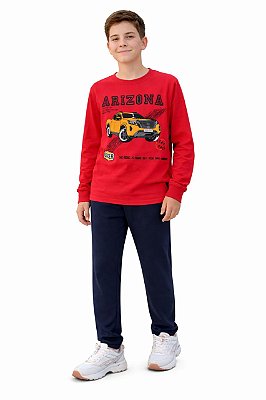 Conjunto Cato Lelê Flanelado Arizona Truck Vermelho e Marinho