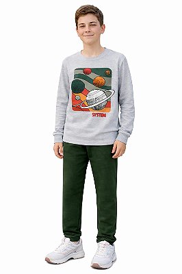 Conjunto Kyly Flanelado Space System Mescla e Verde