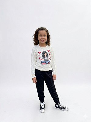 Conjunto Infantil Kyly Meia Estação Blusa Estampada com Calça Moletinho