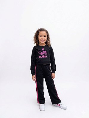Conjunto Infantil Malwee Moletinho Sem Flanela Planet com Calça Faixa Lateral