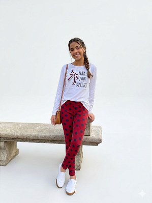 Conjunto Juvenil Malwee Meia Estação Blusa Manga Longa Dreams com Legging Poá