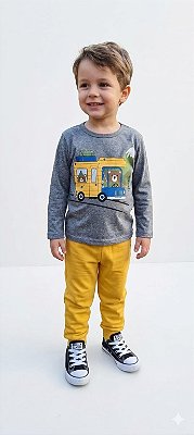 Conjunto Infantil Kyly Meia Estação Camiseta Manga Longa Kombi com Calça