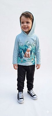 Conjunto Infantil Kyly Moletom Blusa com Capuz Urso na Montanha e Calça