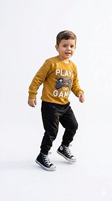 Conjunto Infantil Cleomara Moletom Flanelado Play Game com Calça
