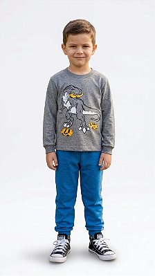 Conjunto Infantil Cleomara Moletom Flanelado Dinossauro com Calça
