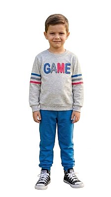 Conjunto Infantil Kyly Moletom Flanelado Game com Calça