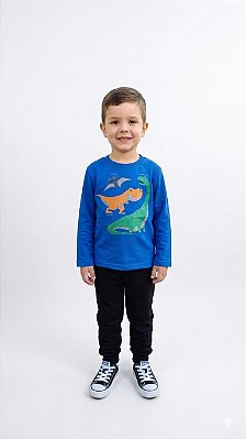 Conjunto Infantil Kyly Moletom Flanelado Dinossauros com Calça