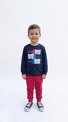 Conjunto Infantil Kyly Moletom Flanelado Ursinhos Keep Fun
