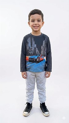 Conjunto Infantil Kyly Moletom Flanelado Carro Esportivo
