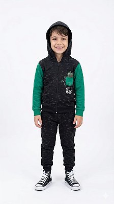 Conjunto Infantil Cato Lele Moletom Flanelado com Capuz e Zíper