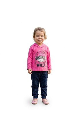 Conjunto Infantil Kyly Moletom Flanelado Pink e Azul Marinho