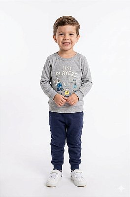 Conjunto Infantil Malwee Meia Estação Mescla e Marinho Best Players