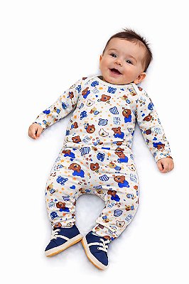 Conjunto Bebê Mafessoni Body Manga Longa e Mijão Ursinhos Cool Teddy