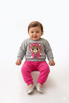 Conjunto Moletom Malwee Gatinha Fashion