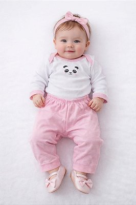 Conjunto Body e Calça Mafessoni Panda Rosa