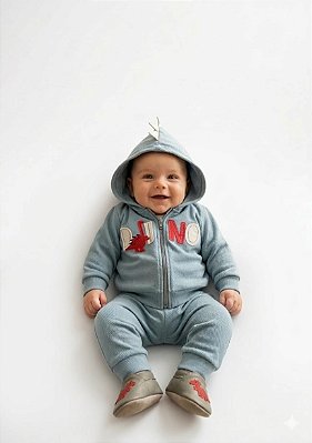 Conjunto Moletom Abrange Dino com Capuz
