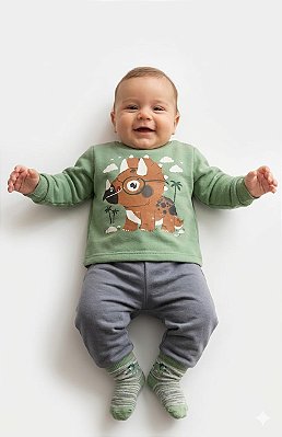 Conjunto Moletom Abrange Dino Aventureiro
