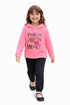 Conjunto Cato Lelé Meia Estação Moletom “Follow Your Heart” e Calça Preta