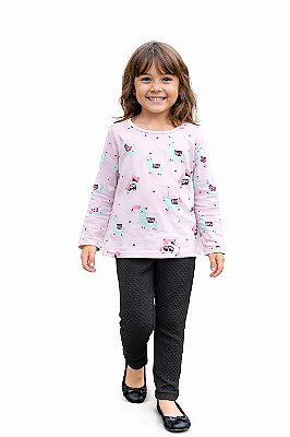 Conjunto Pipa Meia Estação Blusa Lhamas e Calça Texturizada