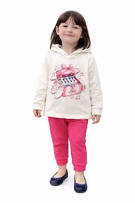 Conjunto Kyly Moletom “Música & Bailarina” com Capuz e Calça