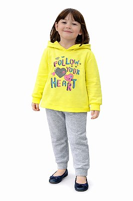 Conjunto Cato Lelé Moletom Follow Your Heart Blusa com Capuz e Calça