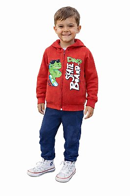 Conjunto Analê Moletom Dino Skate Jaqueta com Capuz e Calça