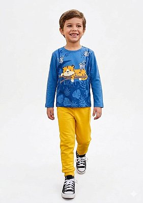 Conjunto Kyly Meia Estação Tigre Blusa Manga Longa e Calça