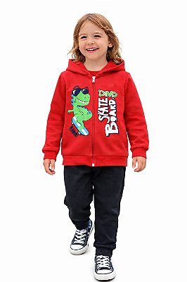 Conjunto Anale Moletom Dino Skate Jaqueta com Zíper e Capuz e Calça