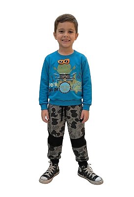 Conjunto Malwee Moletom Dino Rock Blusão e Calça Jogger