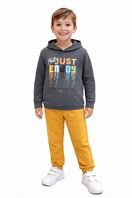 Conjunto Viston Moletom Infantil Just Enjoy com Calça Mostarda