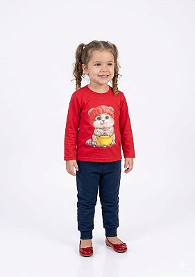Conjunto Moletom Infantil Kyly Gatinha Charmosa