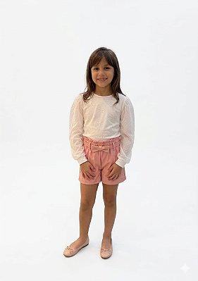 Conjunto Meia Estação Infantil Infanti Blusa e Shorts Rosa